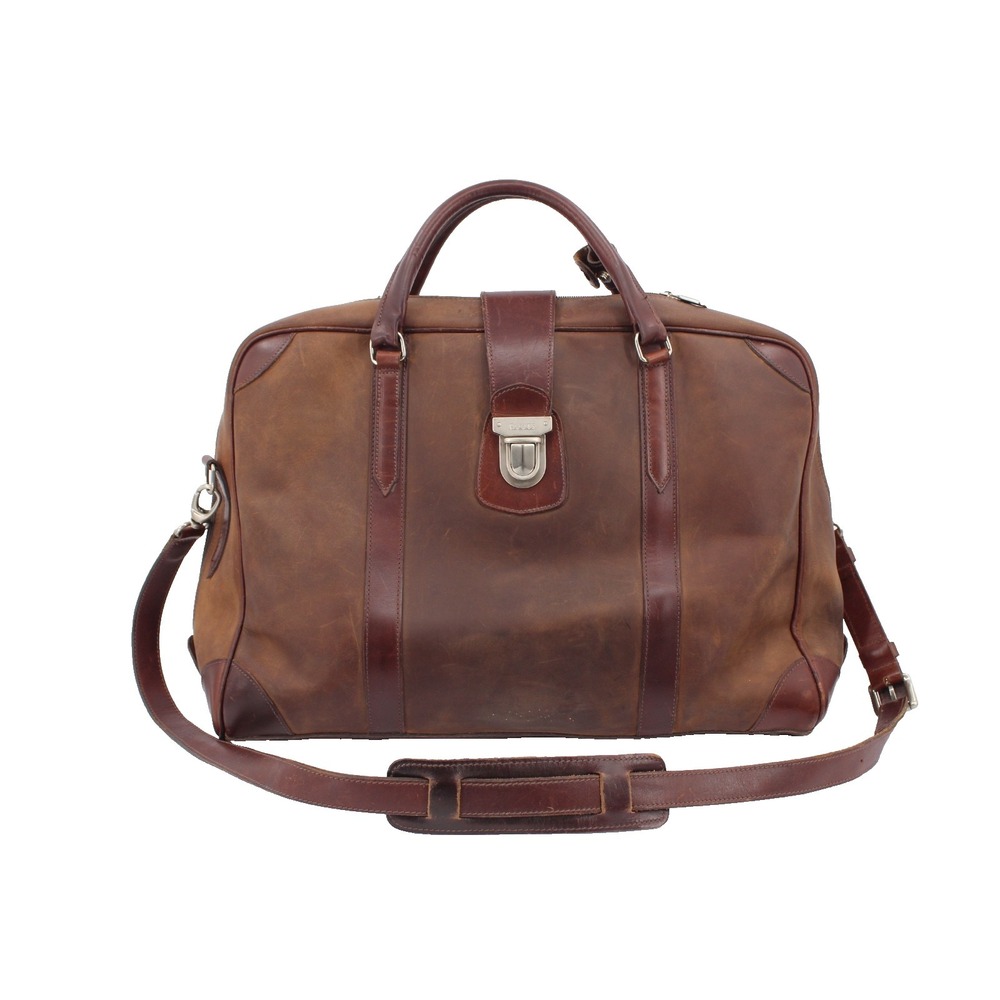 Roots Brown Leather Duffle Bag David‎ E Kelley Productions Weekender Travel Bag